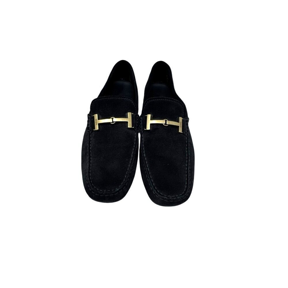 Tods Mens City Gommino Driving Shoes Double T black suede leather size 9 loafers